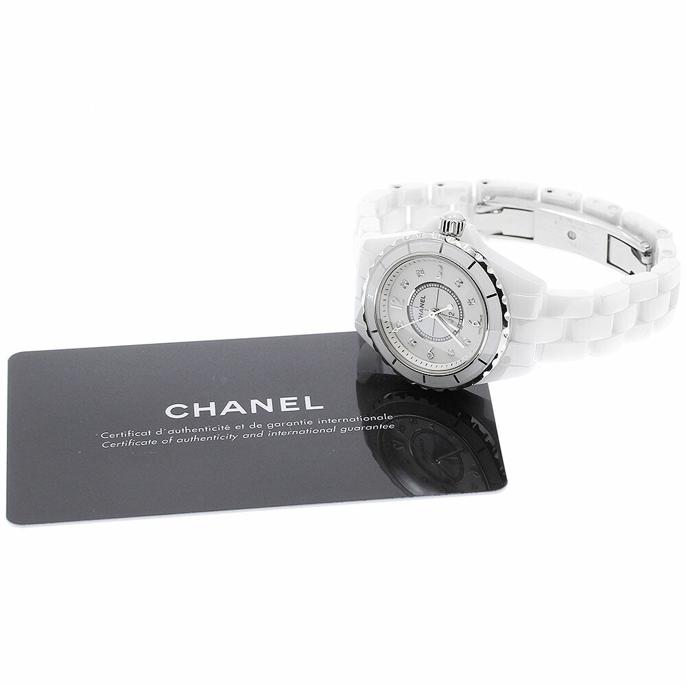 CHANEL H2570 J12 White Ceramic 8-Diamond Quartz Women's Watch Excellent Condition with Warranty.