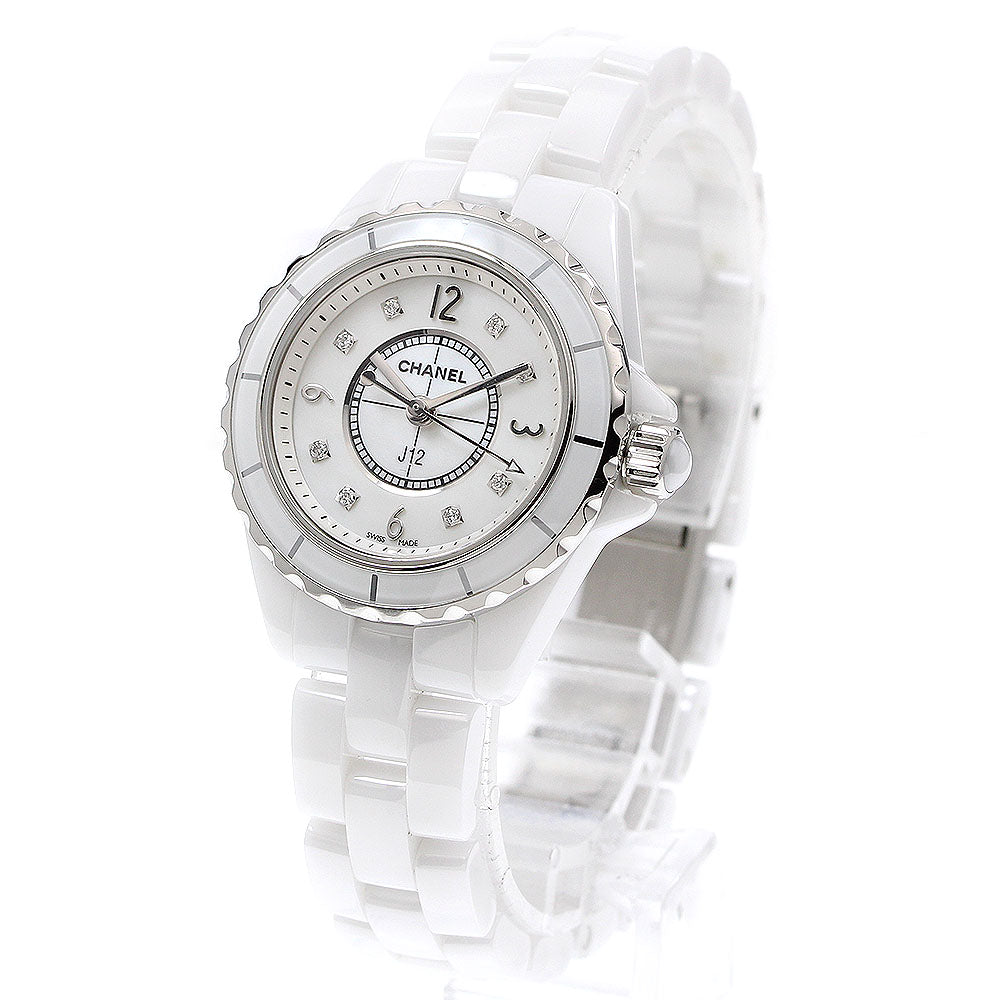 CHANEL H2570 J12 White Ceramic 8-Diamond Quartz Women's Watch Excellent Condition with Warranty.