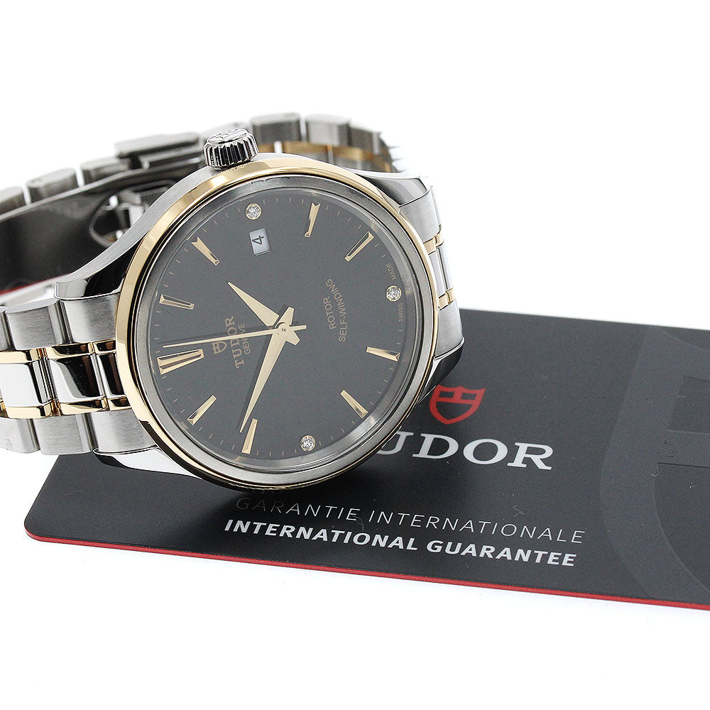 TUDOR 12503 Style YG Combination 3P Diamond Automatic Men's Watch Excellent Condition with Warranty Card