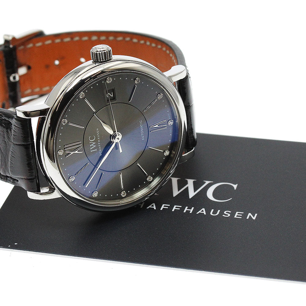 IWC SCHAFFHAUSEN IW458102 Portofino 37mm 12P Diamond Automatic Boys' Watch with Warranty Card