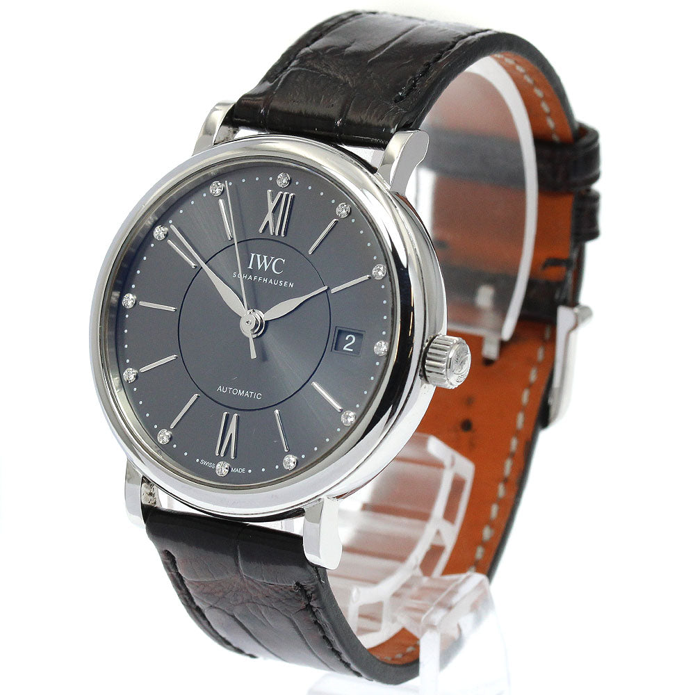 IWC SCHAFFHAUSEN IW458102 Portofino 37mm 12P Diamond Automatic Boys' Watch with Warranty Card