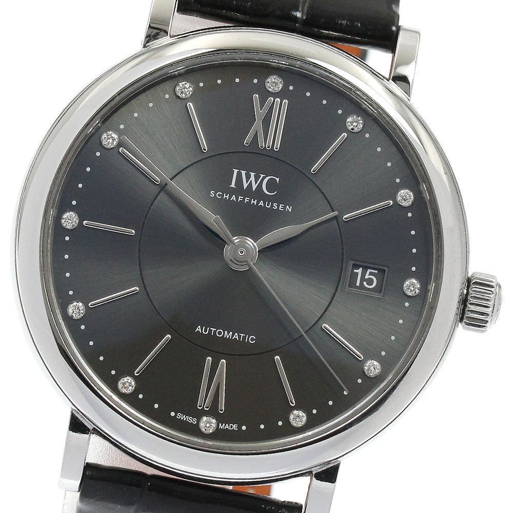 IWC SCHAFFHAUSEN IW458102 Portofino 37mm 12P Diamond Automatic Boys' Watch Excellent Condition with Warranty Card