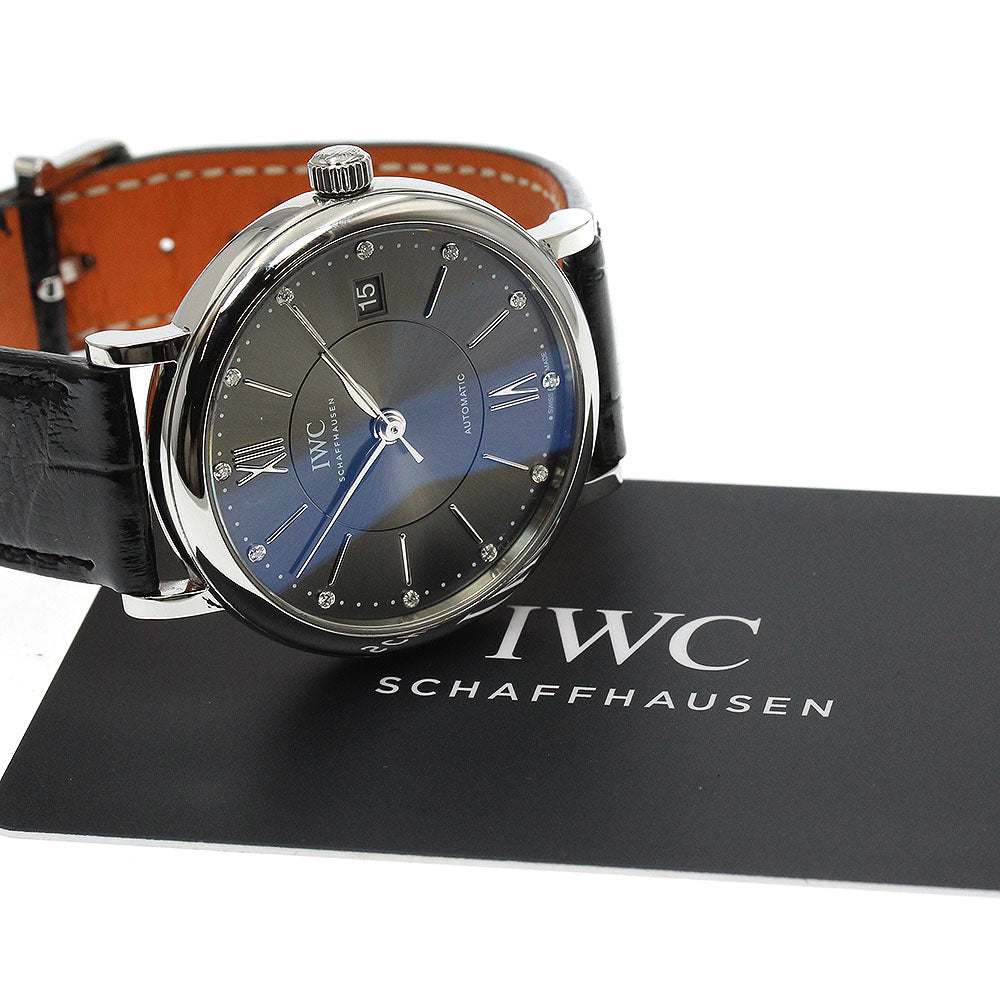 IWC SCHAFFHAUSEN IW458102 Portofino 37mm 12P Diamond Automatic Boys' Watch Excellent Condition with Warranty Card