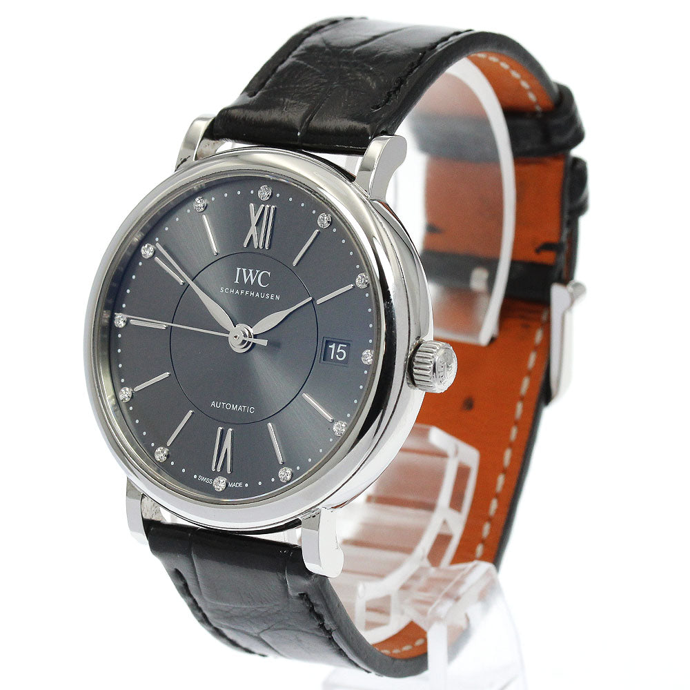IWC SCHAFFHAUSEN IW458102 Portofino 37mm 12P Diamond Automatic Boys' Watch Excellent Condition with Warranty Card