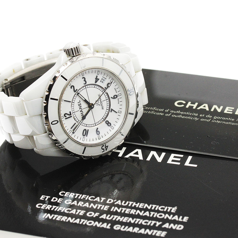 CHANEL H0970 J12 White Ceramic Automatic Men's Watch with Warranty Card