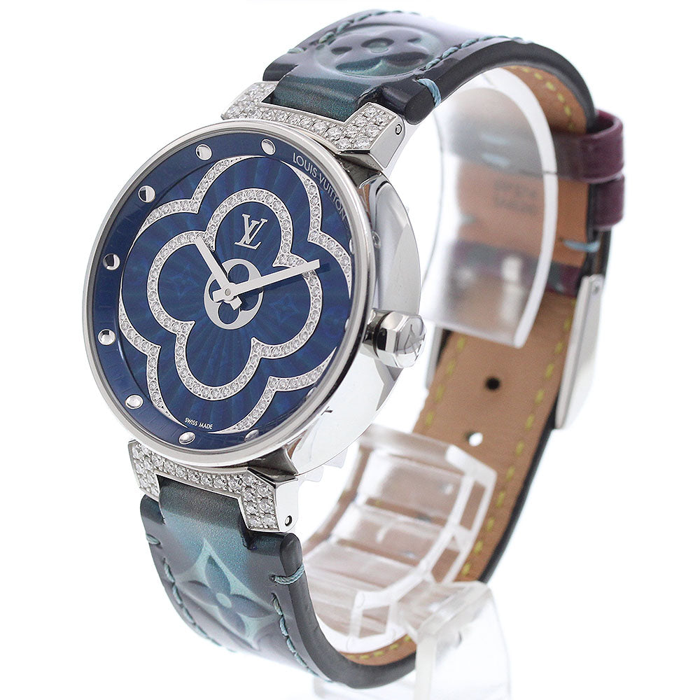 LOUIS VUITTON QA095 Tambour Moon Divine Diamond Quartz Women's Watch (Good Condition)