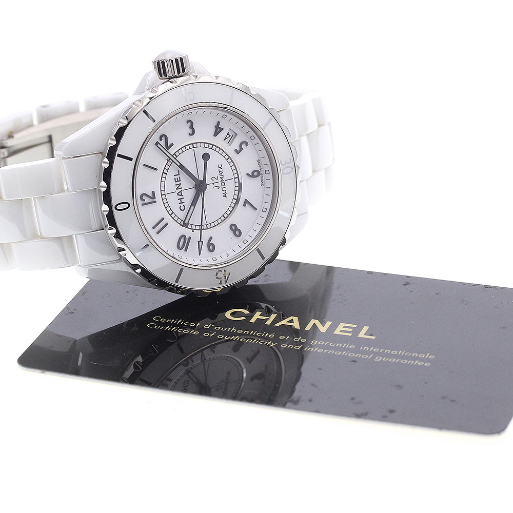 CHANEL H0970 J12 White Ceramic Automatic Men's Watch with Warranty Card
