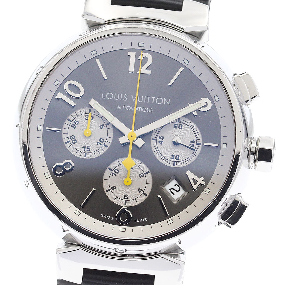 LOUIS VUITTON Q1120 Tambour Chronograph Date Automatic Men's Watch with Box and Warranty Card