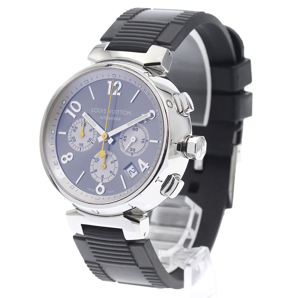 LOUIS VUITTON Q1120 Tambour Chronograph Date Automatic Men's Watch with Box and Warranty Card