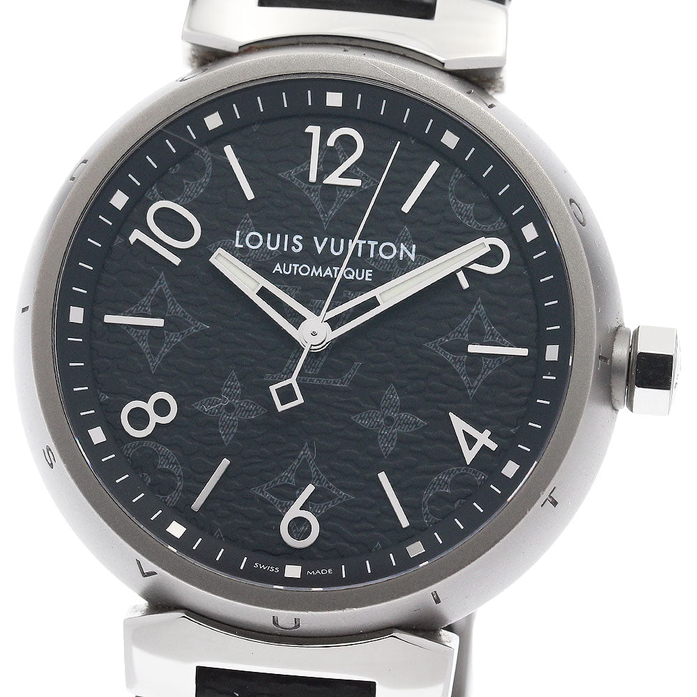 LOUIS VUITTON QA140 Tambour Automatic GM Monogram Eclipse Automatic Men's Watch Excellent Condition with Inner Box and Warranty Card.