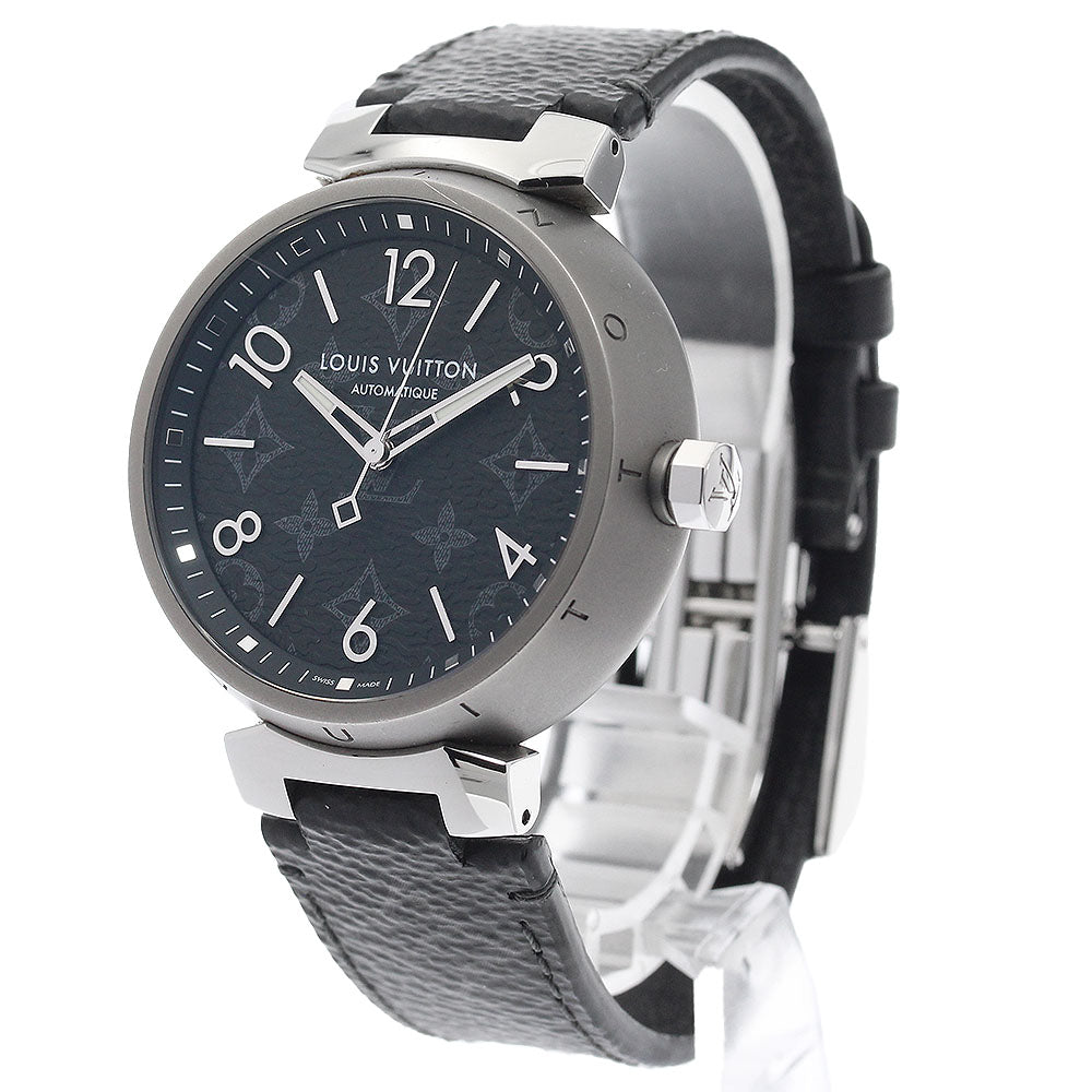 LOUIS VUITTON QA140 Tambour Automatic GM Monogram Eclipse Automatic Men's Watch Excellent Condition with Inner Box and Warranty Card.