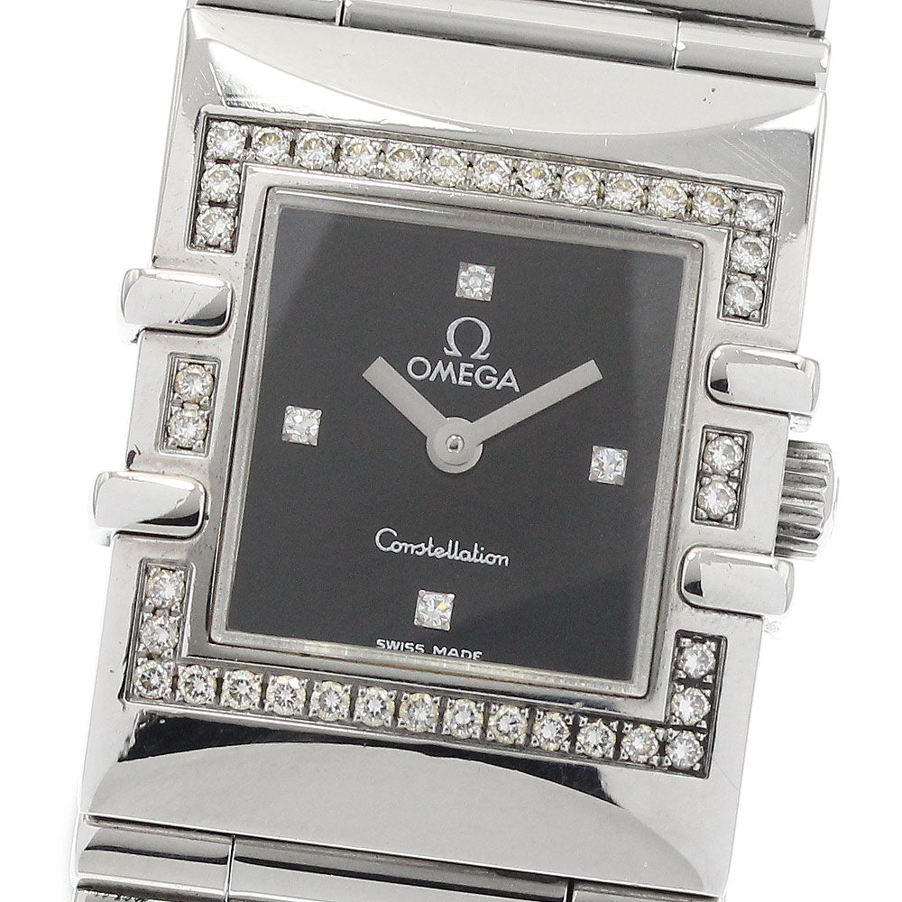 OMEGA 1528.46 Constellation Carre Quadra 4P Diamond Bezel Quartz Ladies Watch with Warranty