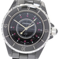 CHANEL H1634 J12 Black Ceramic 12P Ruby Quartz Women's Watch