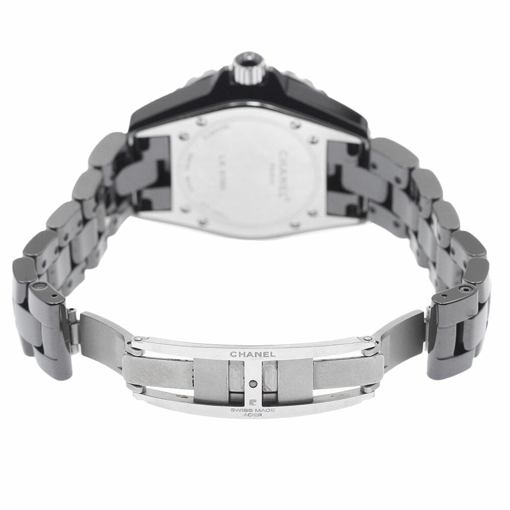 CHANEL H1634 J12 Black Ceramic 12P Ruby Quartz Women's Watch