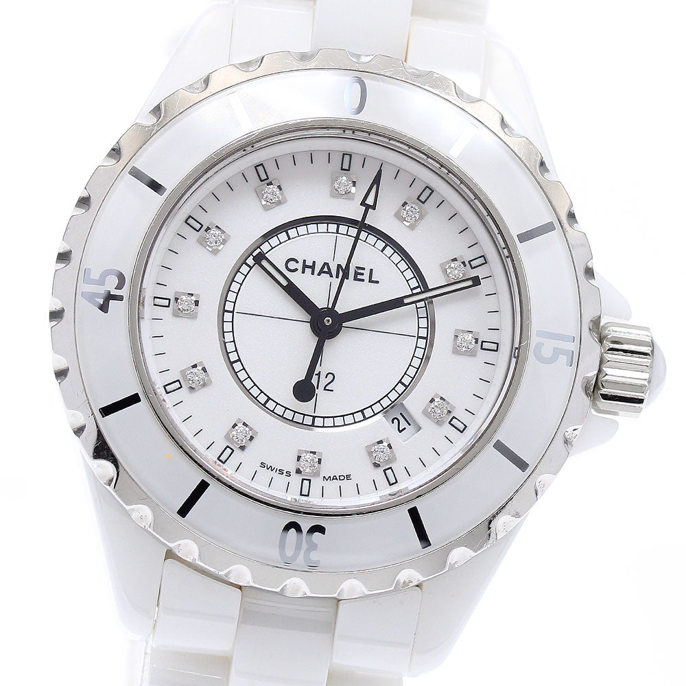 CHANEL H1628 J12 White Ceramic 12-Diamond Quartz Women's Watch