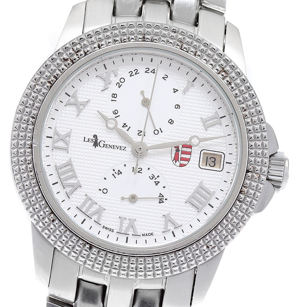 LES GENEVEZ 81005 Power Reserve Date Automatic Men's Watch with Warranty Card