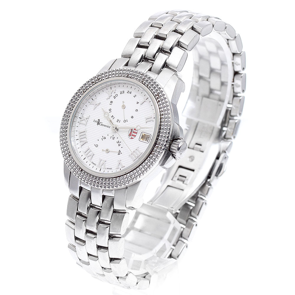 LES GENEVEZ 81005 Power Reserve Date Automatic Men's Watch with Warranty Card