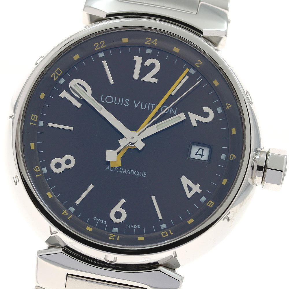 LOUIS VUITTON Q1131 Tambour GMT Date Automatic Men's Watch Excellent Condition with Box and Warranty Card