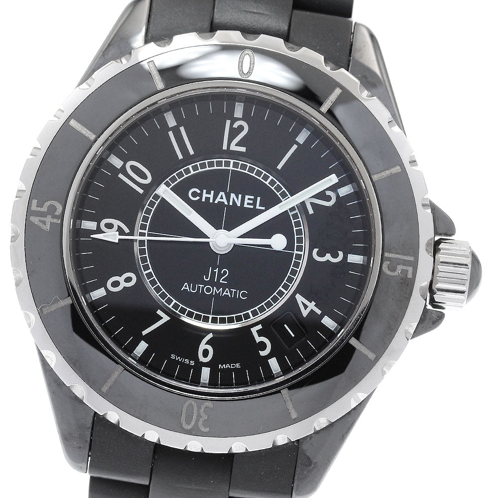 CHANEL H0684 J12 Black Ceramic 38mm Rubber Bracelet Automatic Men's Watch (Good Condition)