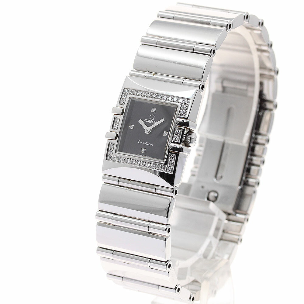 OMEGA 1528.46 Constellation Carre Quadra 4P Diamond Bezel Quartz Ladies