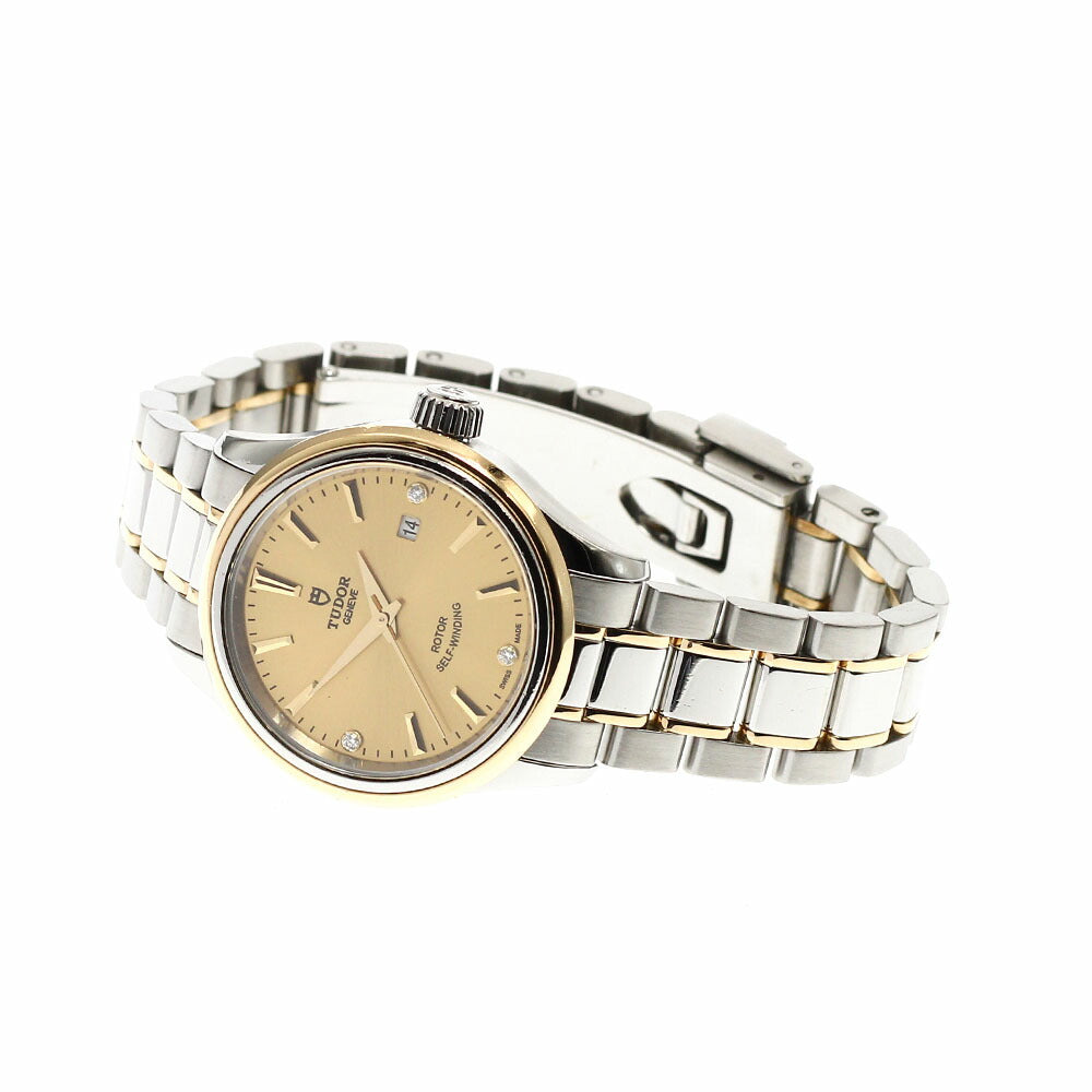 TUDOR 12103 Style 3P Diamond YG Combination Automatic Women's Watch