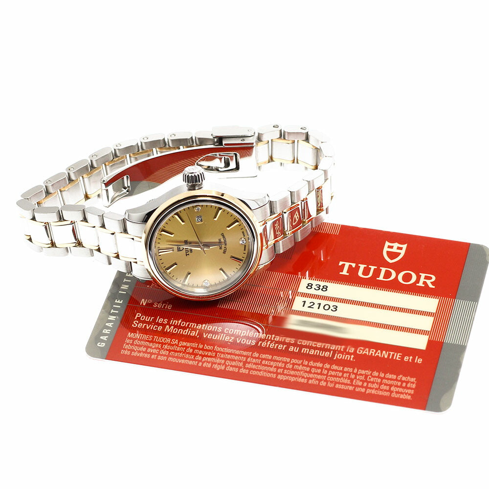TUDOR 12103 Style 3P Diamond Yellow Gold Combination Automatic Ladies' Watch Excellent Condition with Warranty.