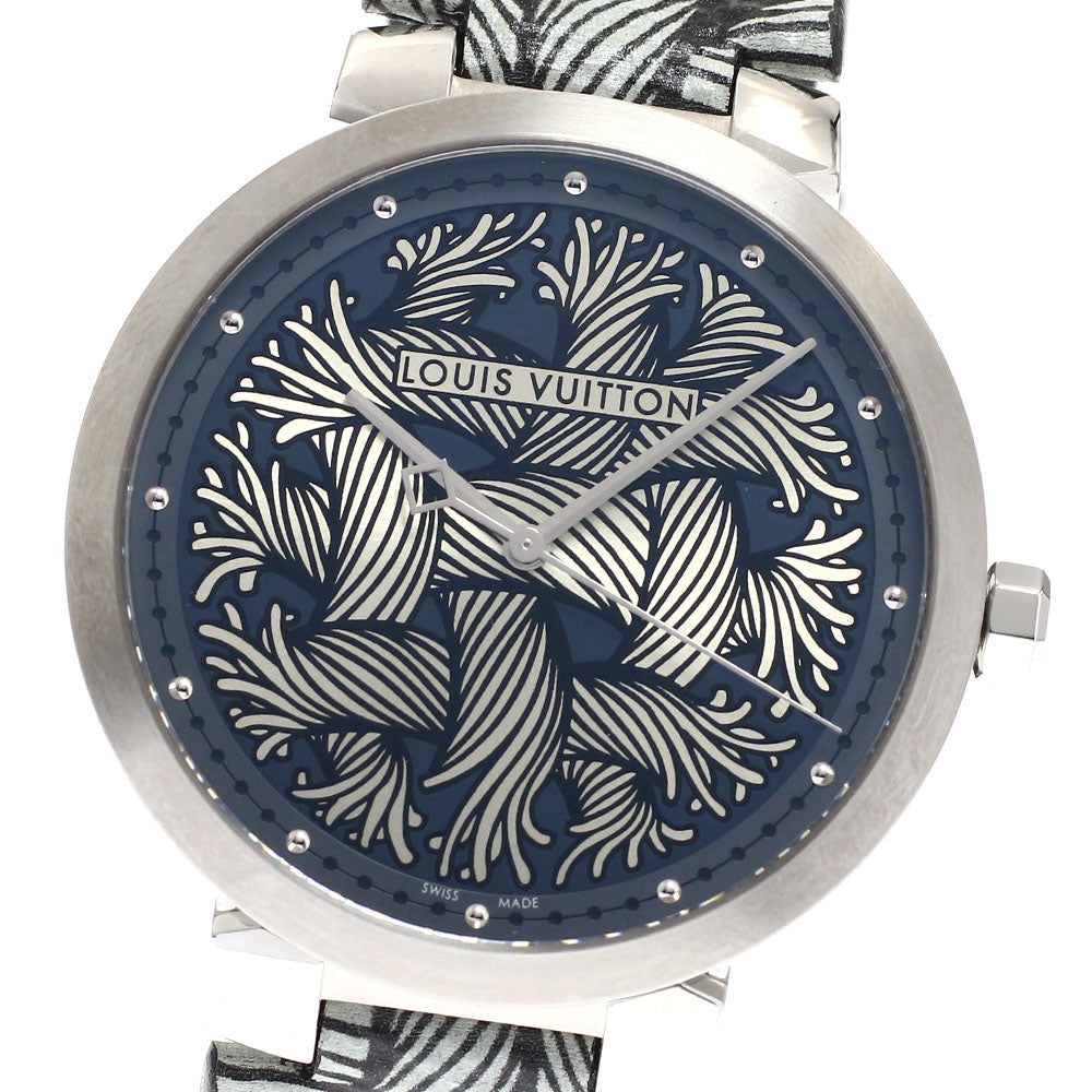 LOUIS VUITTON Q1D05 Tambour Damier Graphite Rope Quartz Men's Watch (Good Condition)