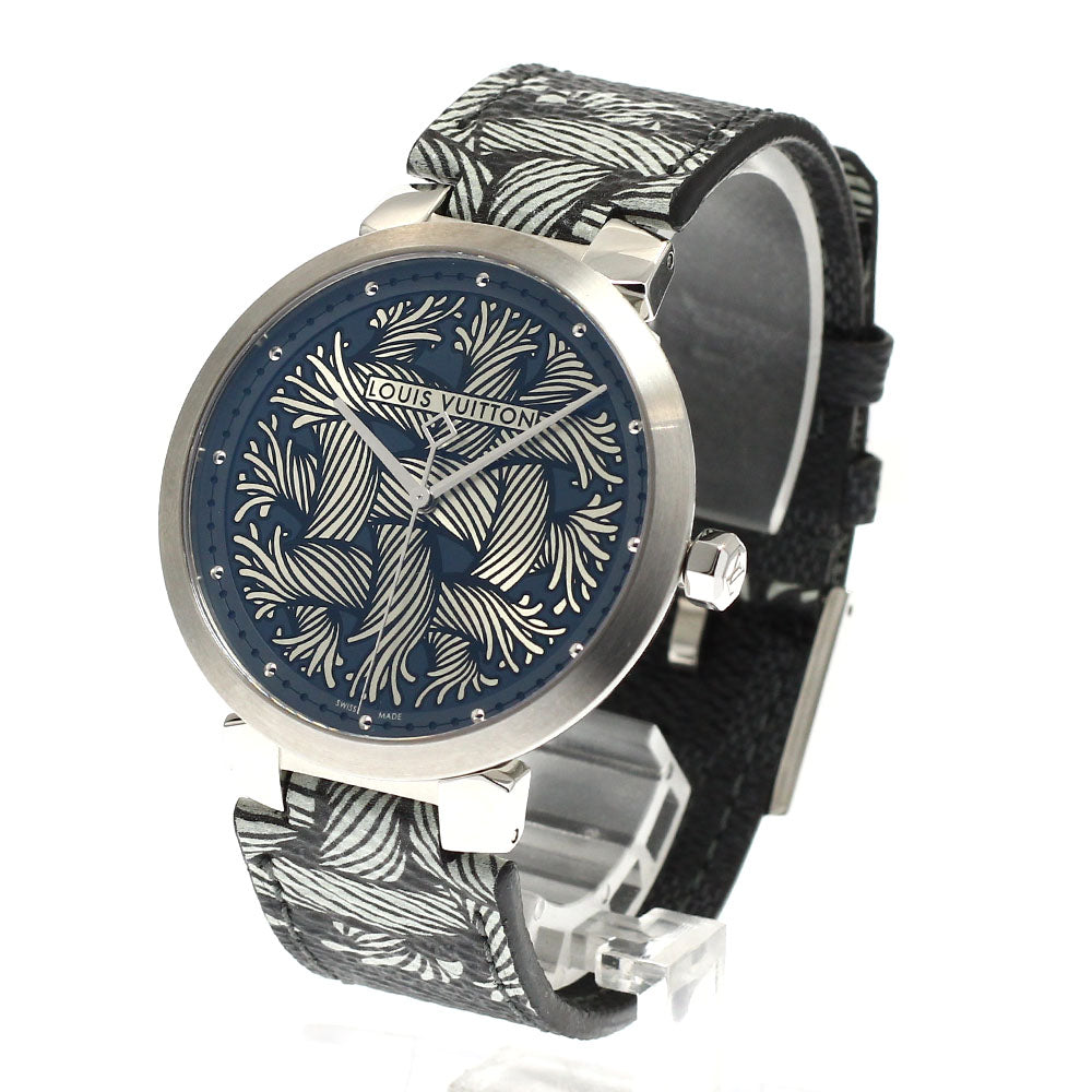 LOUIS VUITTON Q1D05 Tambour Damier Graphite Rope Quartz Men's Watch (Good Condition)