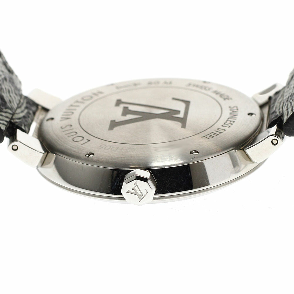 LOUIS VUITTON Q1D05 Tambour Damier Graphite Rope Quartz Men's Watch (Good Condition)