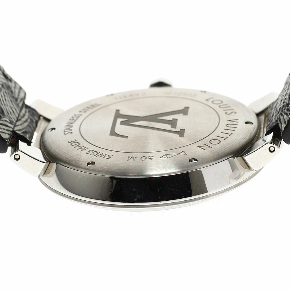 LOUIS VUITTON Q1D05 Tambour Damier Graphite Rope Quartz Men's Watch (Good Condition)