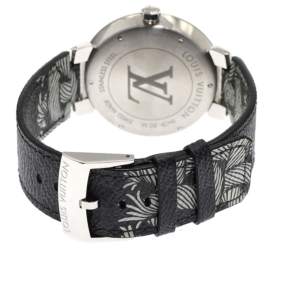 LOUIS VUITTON Q1D05 Tambour Damier Graphite Rope Quartz Men's Watch (Good Condition)