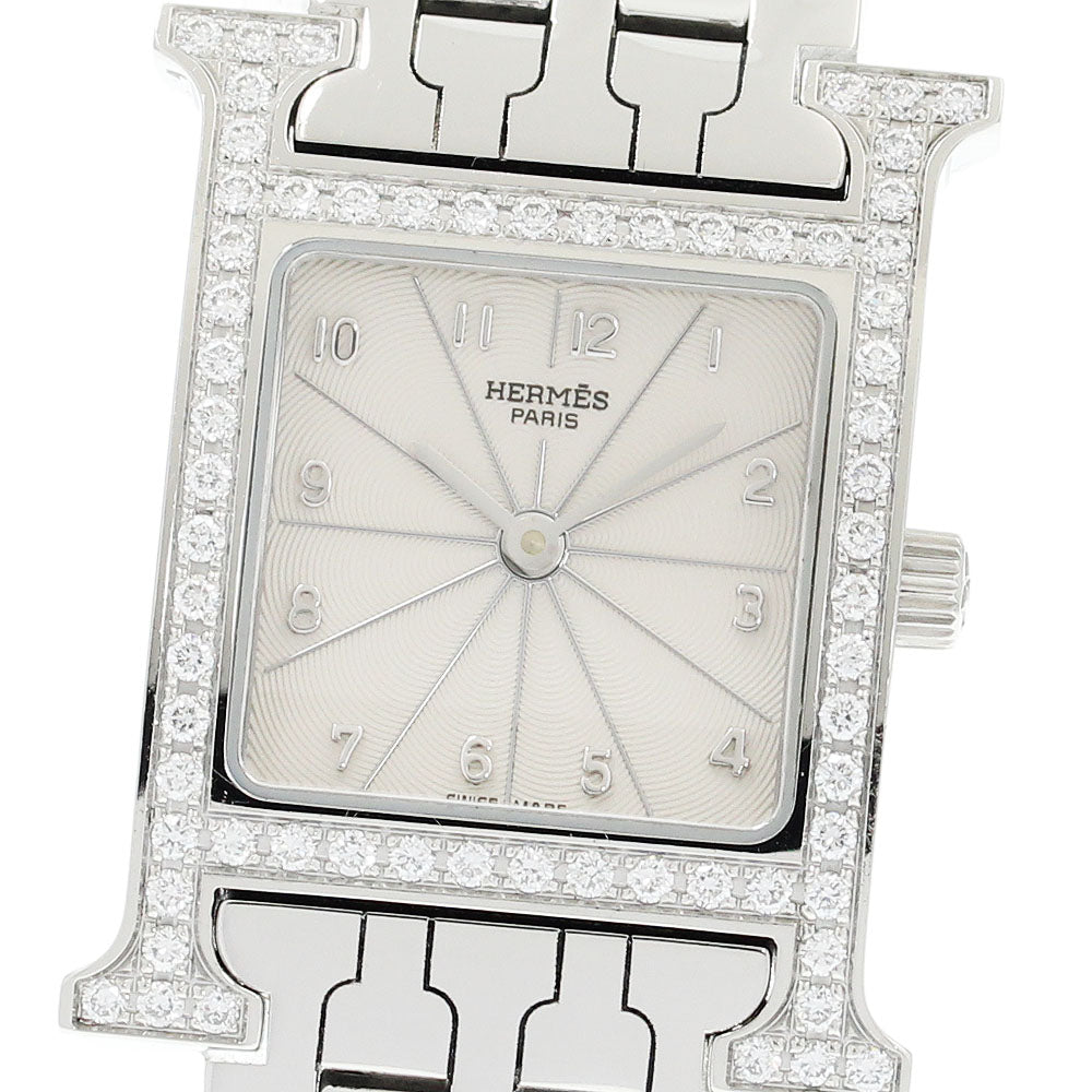 HERMES HH1.230 H-Watch Diamond Bezel Quartz Ladies Excellent Condition