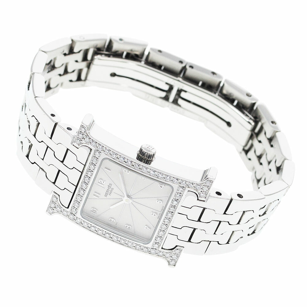 HERMES HH1.230 H-Watch Diamond Bezel Quartz Ladies Excellent Condition