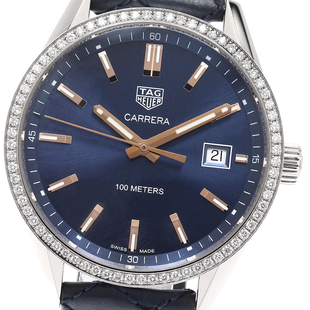 TAG Heuer WAR1114 Carrera Date Diamond Bezel Quartz Men's Watch with Box and Warranty Card