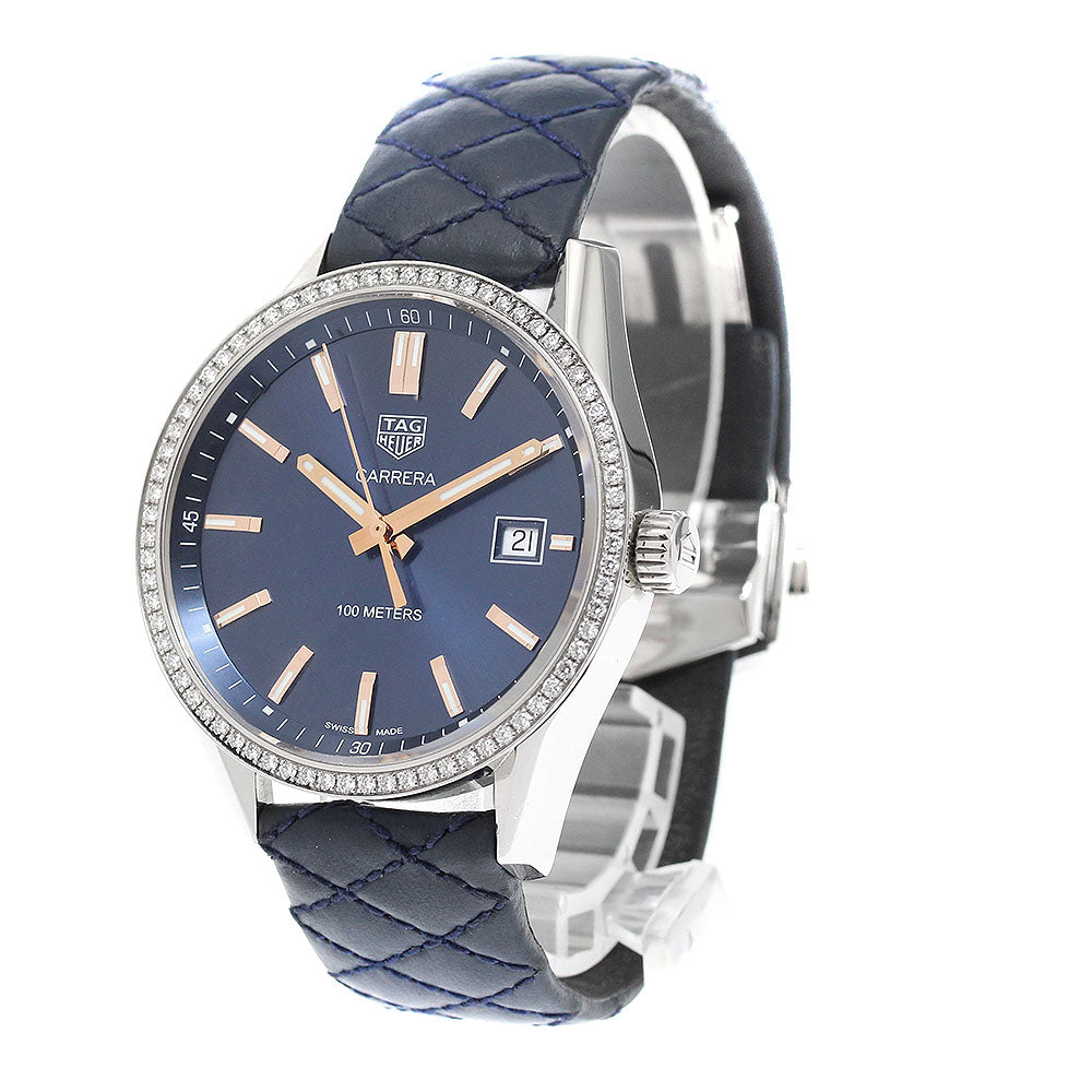 TAG Heuer WAR1114 Carrera Date Diamond Bezel Quartz Men's Watch with Box and Warranty Card