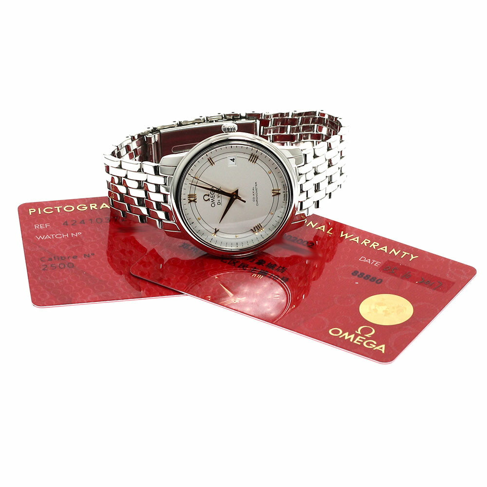 OMEGA 424.10.37.20.02.002 De Ville Prestige Co-Axial Automatic Men's Watch Excellent Condition with Warranty Card