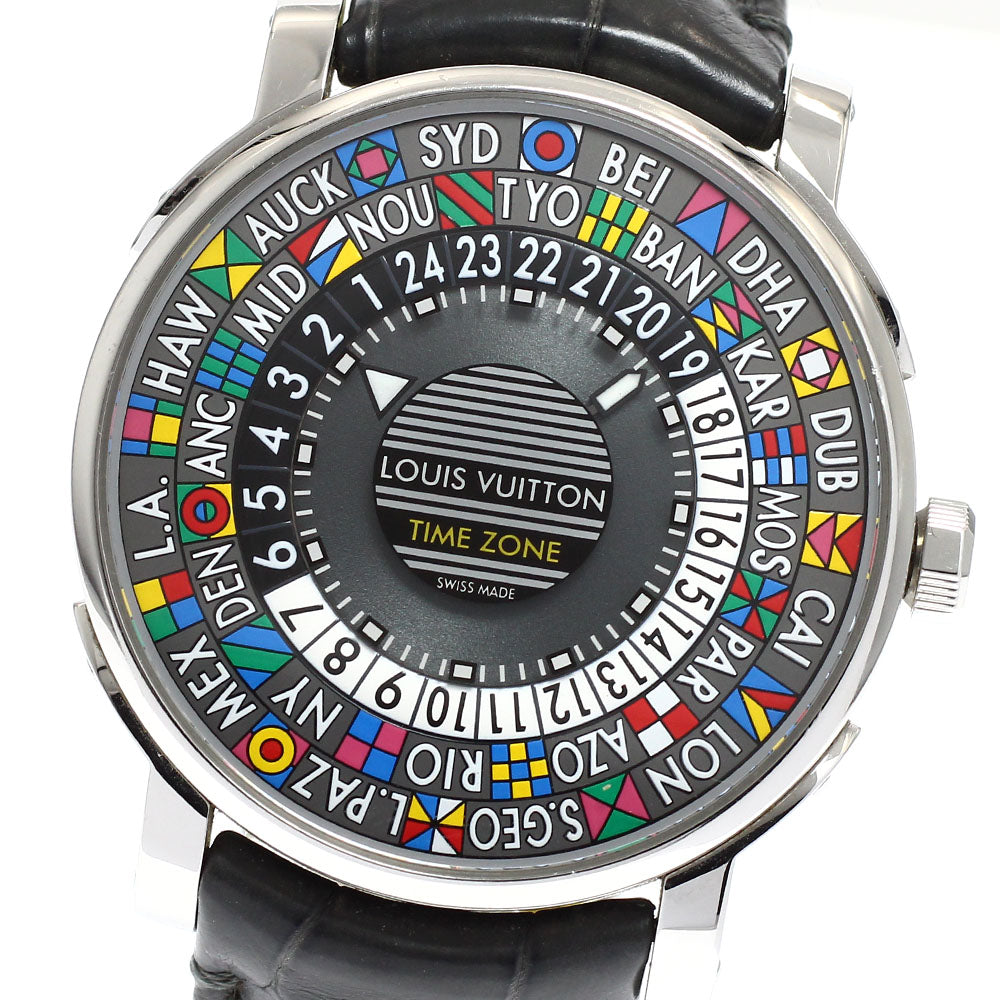 LOUIS VUITTON Q5D20 Escale Time Zone World Time Automatic Men's Watch with Box and Warranty Card