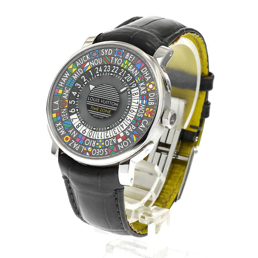 LOUIS VUITTON Q5D20 Escale Time Zone World Time Automatic Men's Watch with Box and Warranty Card