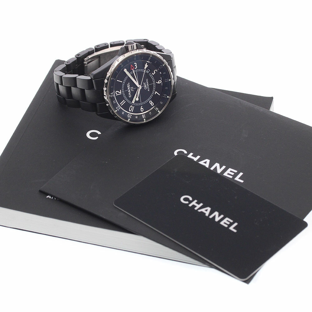 CHANEL H3101 J12 GMT Matte Black Automatic Men's Watch Excellent Condition with Warranty Card