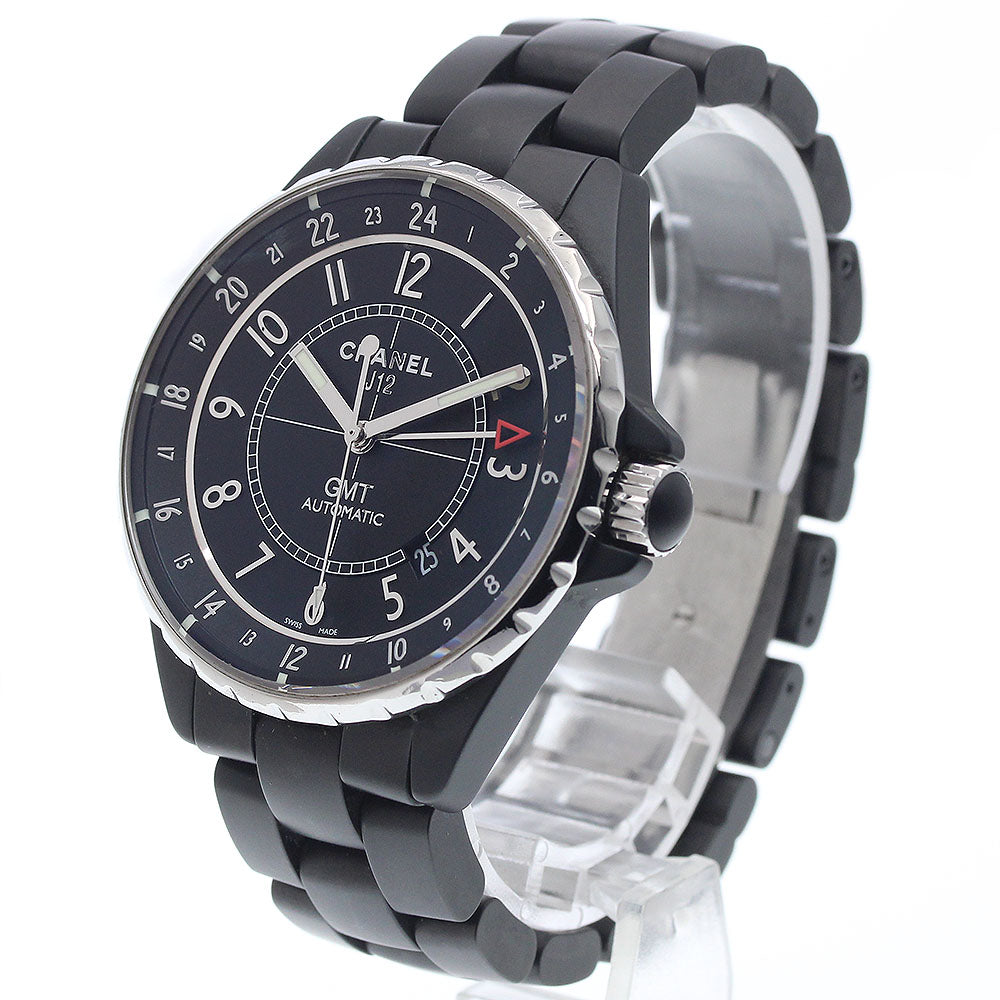 CHANEL H3101 J12 GMT Matte Black Automatic Men's Watch Excellent Condition with Warranty Card