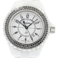 CHANEL H1630 J12 White Ceramic Black Diamond Bezel Quartz Women's Watch
