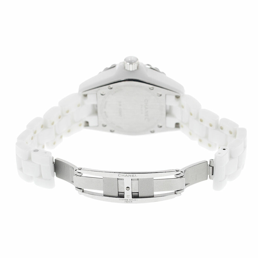 CHANEL H1630 J12 White Ceramic Black Diamond Bezel Quartz Women's Watch