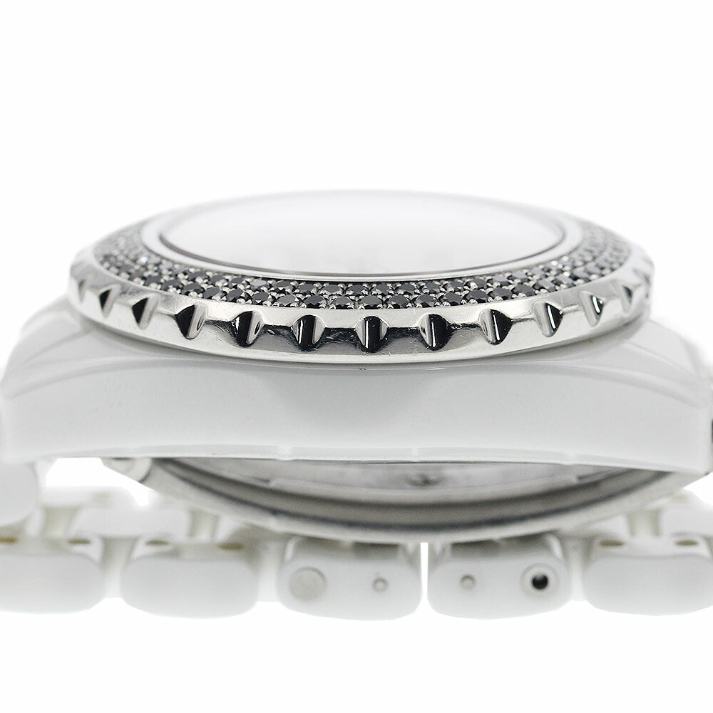 CHANEL H1630 J12 White Ceramic Black Diamond Bezel Quartz Women's Watch