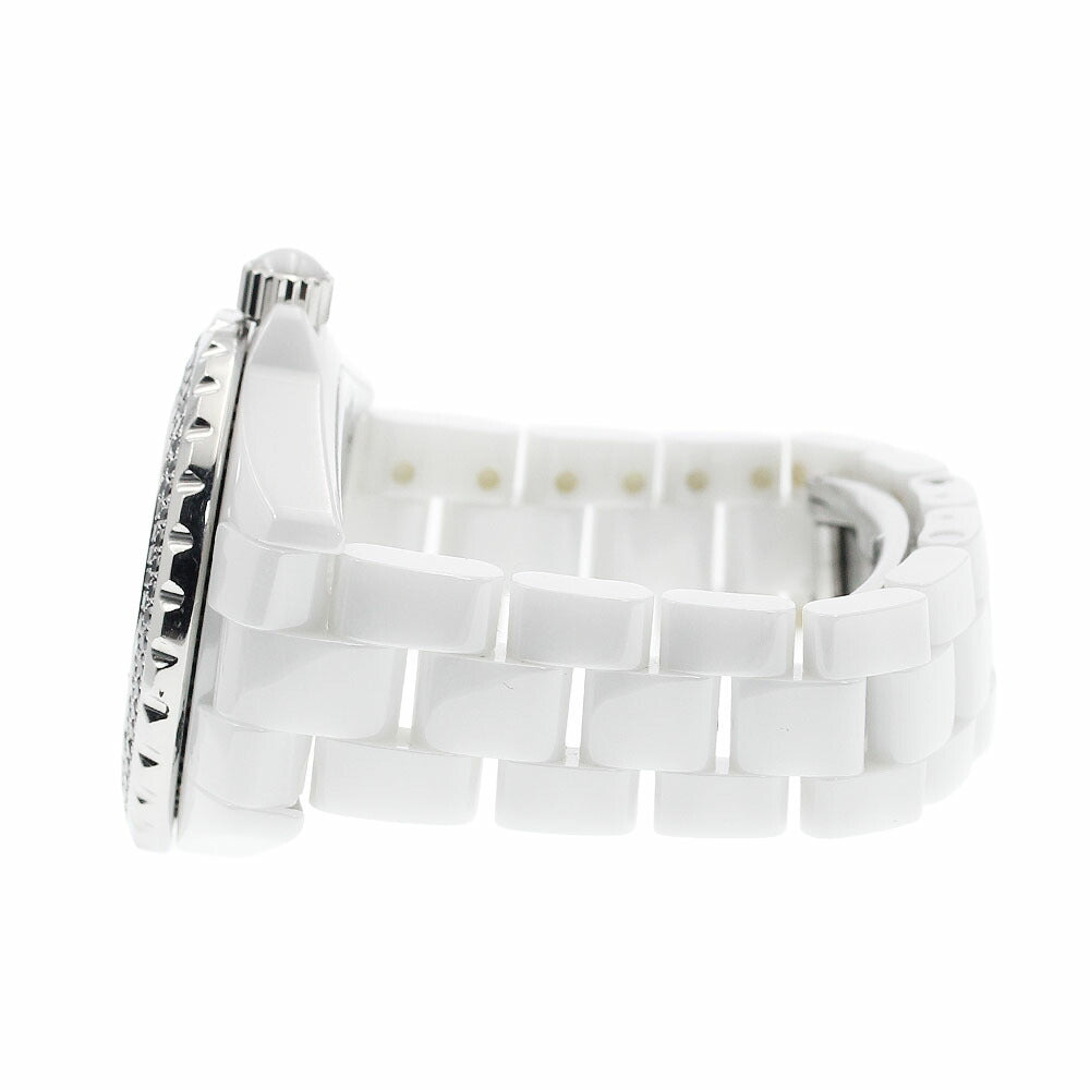 CHANEL H1630 J12 White Ceramic Black Diamond Bezel Quartz Women's Watch