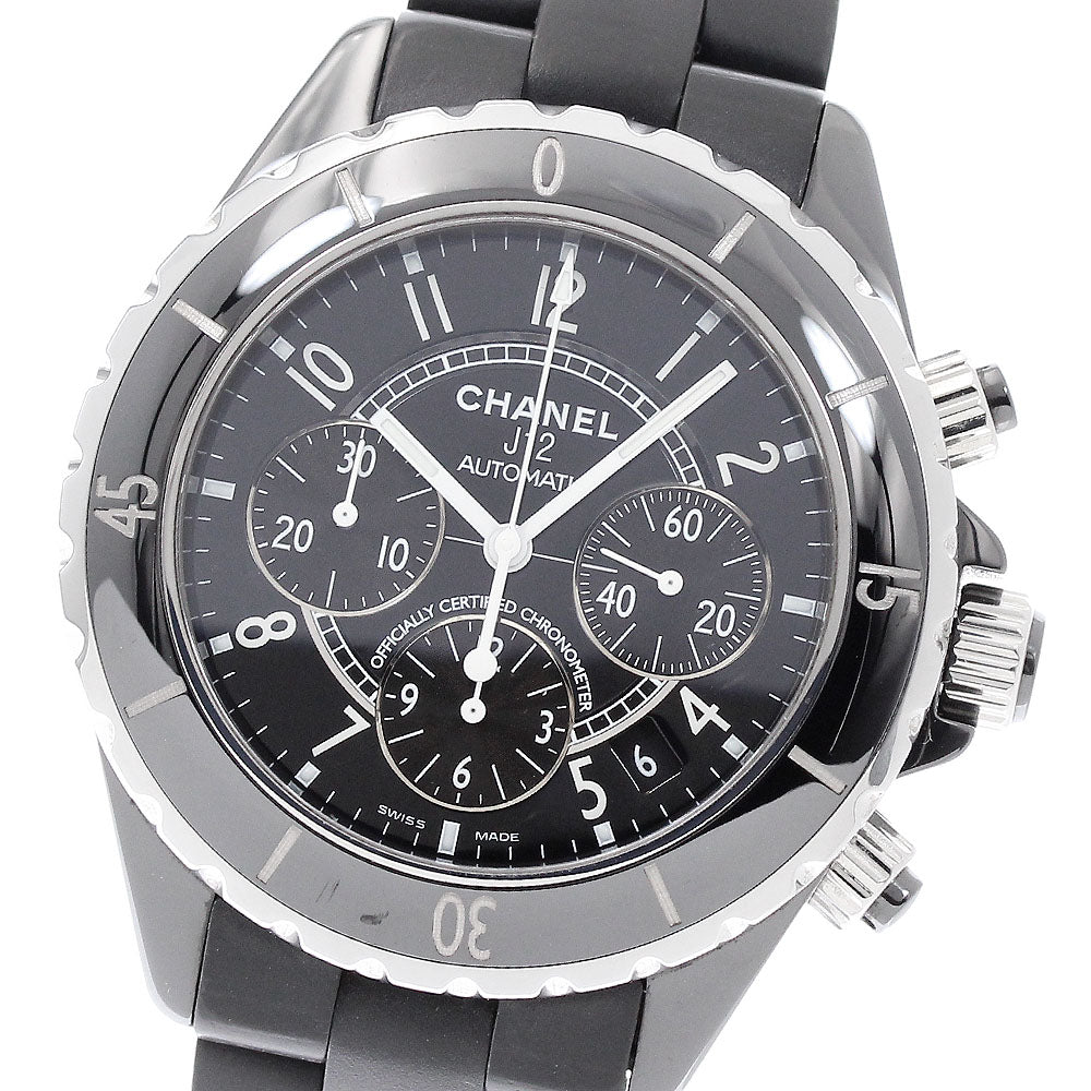 CHANEL H0939 J12 Black Ceramic Chronograph Automatic Men's Watch with Warranty Card