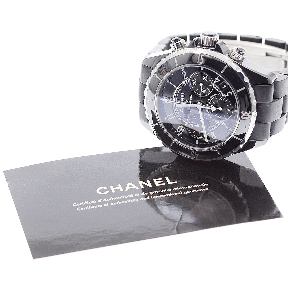 CHANEL H0939 J12 Black Ceramic Chronograph Automatic Men's Watch with Warranty Card