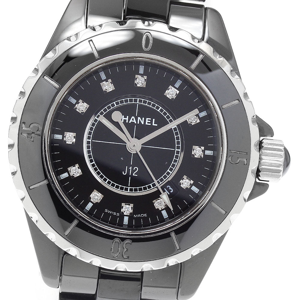 CHANEL H1625 J12 Black Ceramic 33mm 12-Diamond Quartz Women's Watch