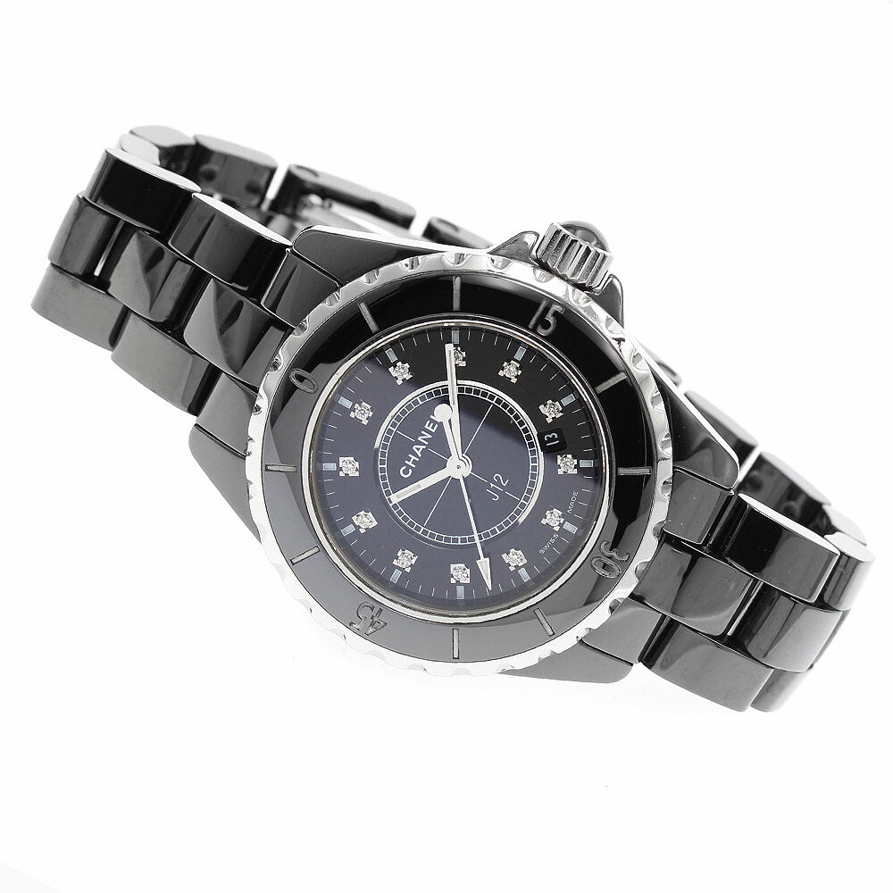 CHANEL H1625 J12 Black Ceramic 33mm 12-Diamond Quartz Women's Watch