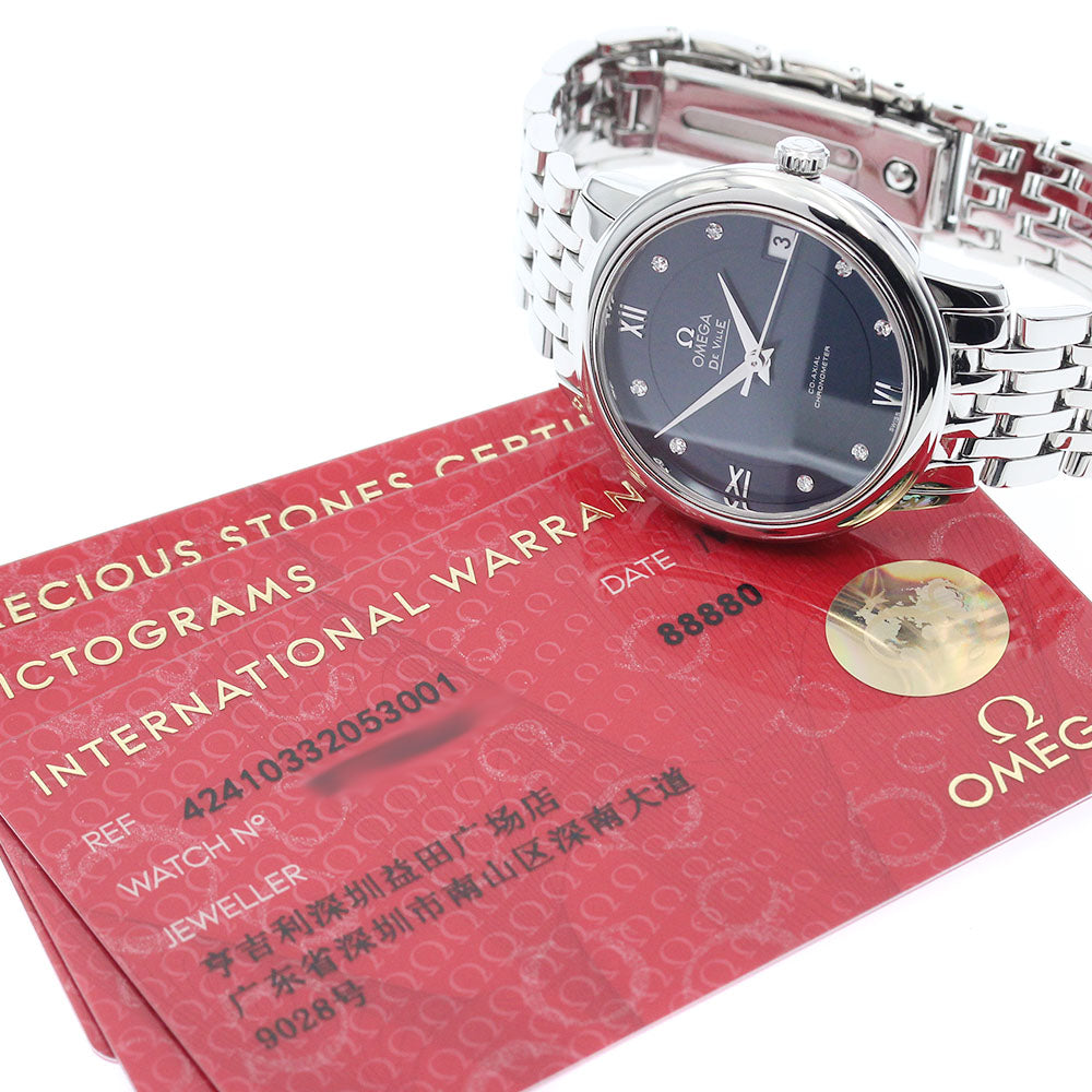 OMEGA 424.10.33.20.53.001 De Ville Prestige 8P Diamond Date Co-Axial Automatic Ladies' Watch Excellent Condition with Warranty.