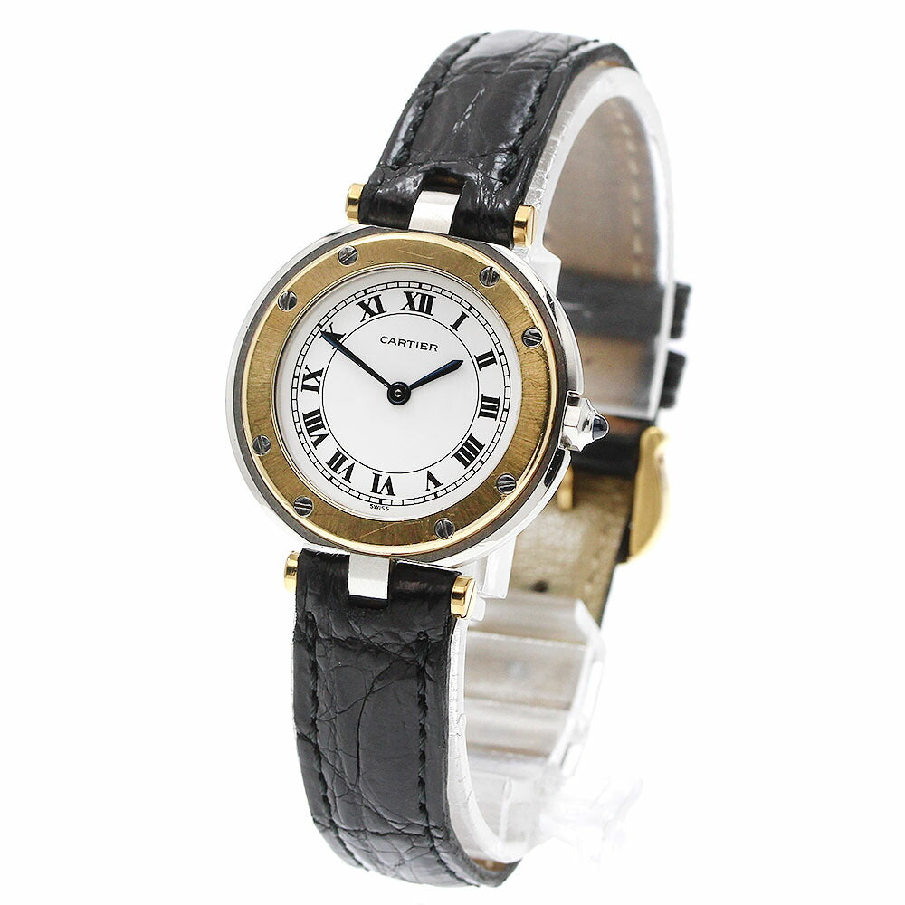 CARTIER 84038243 Santos Round SM YG Bezel Quartz Women's Watch